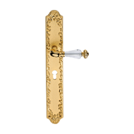 Ninfa Crystal Door Lever Handle on Plat