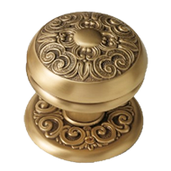 Rennes Door Knob on Rose - Old Gold Fin