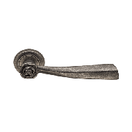 Rose Door Handle on Rose -  Aged Iron F