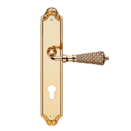 Sogno Door Lever Handle on Plate in Gol