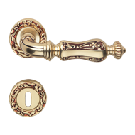 Soleil Door Handle on Rose - Antique Si