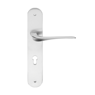 Wind Door Lever Handle on Plate in Poli