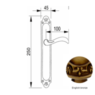 Door lever handle set on plate with key