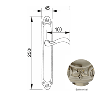 Door lever handle set on plate with key
