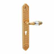 Door handle set on plate with Swarovski