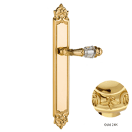 Door handle set on plate with Swarovski