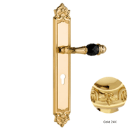Door handle set on plate with Swarovski