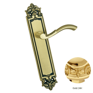 Door lever handles set on plates - Gold