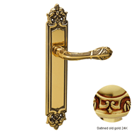 Door lever handle set with key hole on 