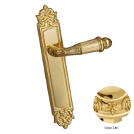 Door lever handles set on plates - Gold