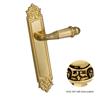 Door lever handles set on plates - Gold