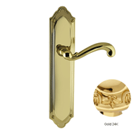 Door lever handles set on plates - Gold