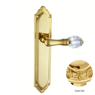 Door lever handles set on plates with S