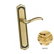 Door Lever Handles Set on Plates - Gold