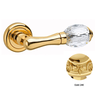 Door lever handles set on roses with Sw