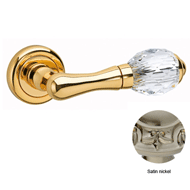 Door Lever Handles Set on Roses - Satin