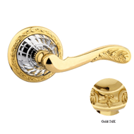 Door lever handles set on roses with Sw