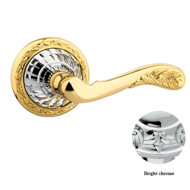 Door lever handles set on roses with Sw