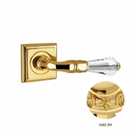 Door lever handles set on roses with Sw