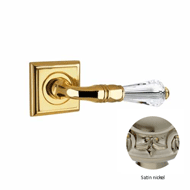 Door lever handles set on roses with Sw