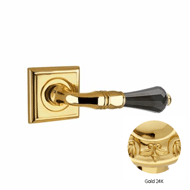 Door lever handles set on roses with Sw