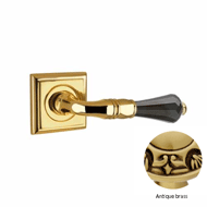 Door lever handles set on roses with Sw