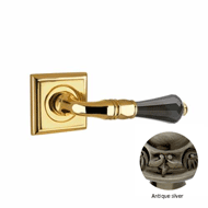 Door lever handles set on roses with Sw