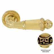 Door lever handle set on rose - Satined
