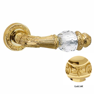 Door lever handles set on roses with Sw