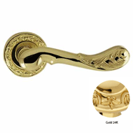 Door lever handles set on roses - Gold 