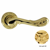 Door lever handle set on rose - Satin g
