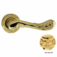 Door lever handles set on roses - Satin