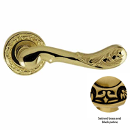 Door lever handle set on rose - Satined