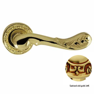 Door lever handles set on roses - Satin