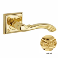 Door lever handles set on roses - Gold 