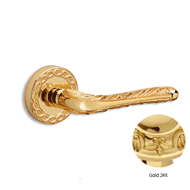 Door lever handles set on roses - Gold 