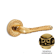 Door lever handle set on rose - Satined