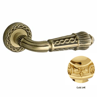 Door lever handles set on roses - Gold 