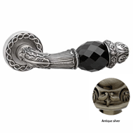 Door lever handles set on roses with Sw