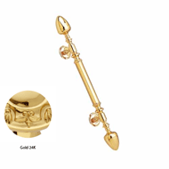 Door pull handle on rose - 700mm - Gold