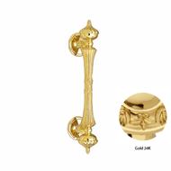 Door pull handle on rose - 390mm - Gold