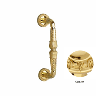 Door pull handle on rose - 271MM - Gold