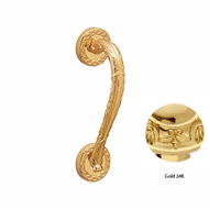 Door pull handle on rose - 240MM - Gold