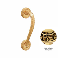 Door pull handle on rose - 240MM - Gold