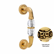 Door pull handle on rose with Swarovski