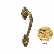 Door pull handle on rose - 279MM - Gold