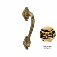 Door pull handle on rose- 279MM -  Gold