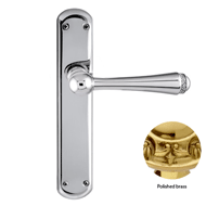 Door lever handles set on plates with S