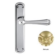 Door lever handles set on plates with S