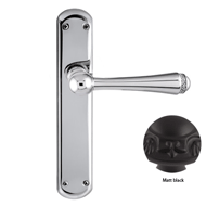 Door lever handles set on plates with S